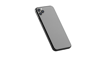 Poster - A gray smartphone with a triple lens camera on a black background in a studio lighting setup shot