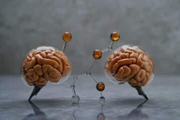 Poster - Creative representation of human brains connected by molecular structure