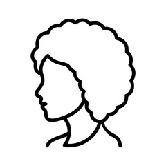 Poster - Afro hairstyle woman profile vector illustration curly hair black woman silhouette curly afro style icon