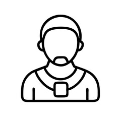Poster - Find a spiritual guru icon vector illustration of religious leader and teacher outline drawing style