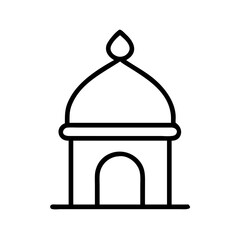 Poster - Outline drawing of a mosque, islamic architecture, religious building, simple vector design icon