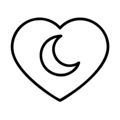 Poster - Heart moon love crescent night sky romantic dream valentine celestial vector outline icon art