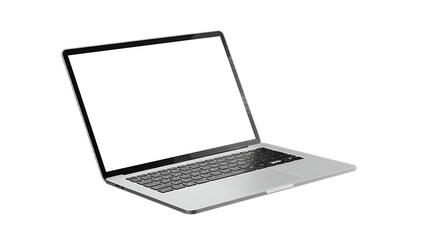 Poster - Laptop with a blank white screen is angled on a black background providing space for text or graphics