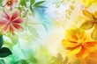 © YouraPechkin - Colorful floral background with vibrant flowers and soft green foliage