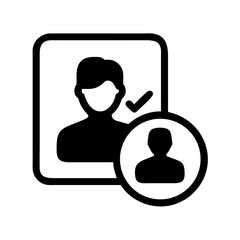 Poster - User profile account member person identity verified checkmark square circle icon vector image