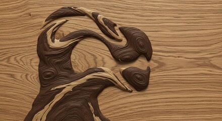Poster - A wooden carving of a tree with a bird's head on top of it