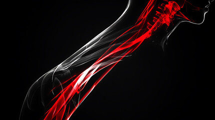 Poster - Dynamic human anatomy visualization health science lab digital art dark environment side view concept of circulation