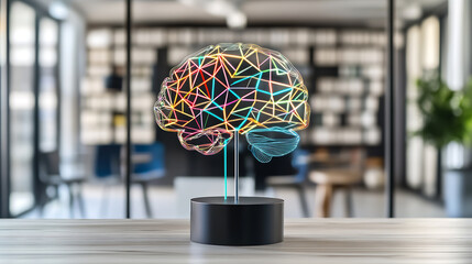 Poster - Innovative brain art installation modern office digital sculpture contemporary space close-up creativity unleashed