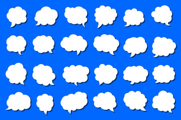 Poster - set of vector speech bubble labels. retro color special offer design elements, chat emblem, black ca