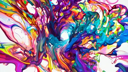 Poster - Vibrant Abstract Explosion of Colorful Fluid Particles in 3D Energy Flow