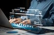 © Benjamas - Key Performance Indicators KPI concept with icons of strategy, objectives, performance, optimization to measure performance against planned targets and achieve the right success for the business.