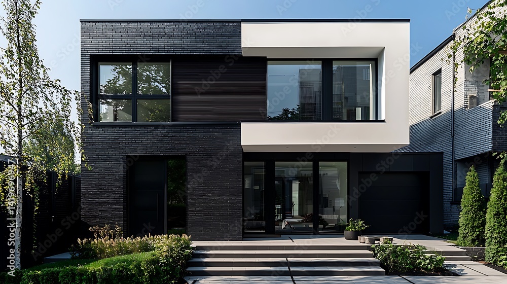 Modern Architectural Design of Minimalist House with Clean Lines and Sleek Facade Aesthetic