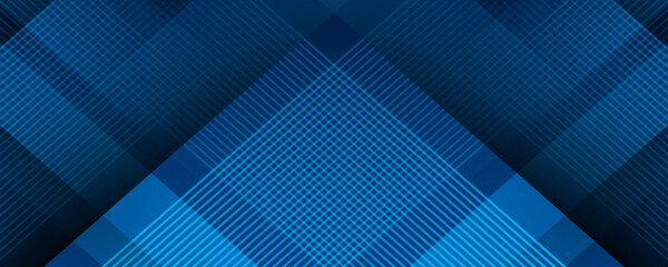 Poster - 3d blue techno abstract background overlap layer on dark space with polygon lines effect decoration.