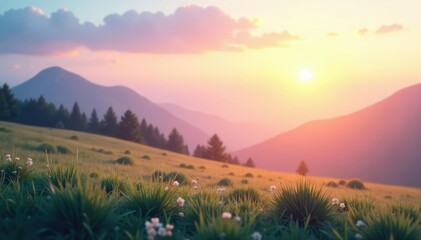Wall Mural - Soft, blurred landscape with subtle color gradients, abstract, fantasy