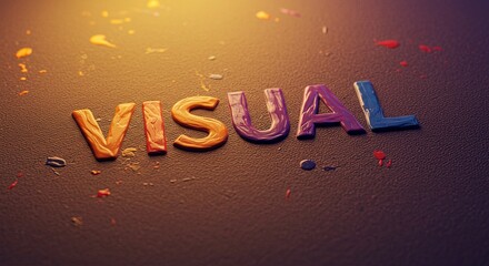 Aufkleber - Visual is a word that is written in different colors on a surface