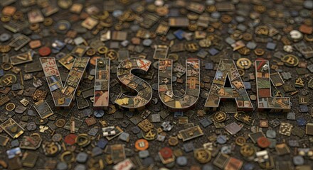 Aufkleber - Visual is a word made up of many different shapes and symbols