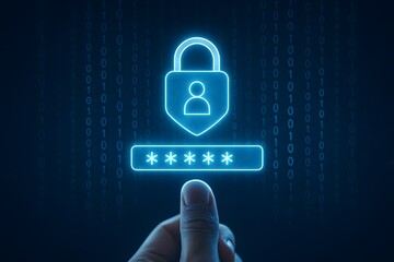 Poster - Digital Security and User Authentication Concept with Password Lock