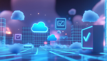 Fototapete - Cloud computing digital information and cyberspace background