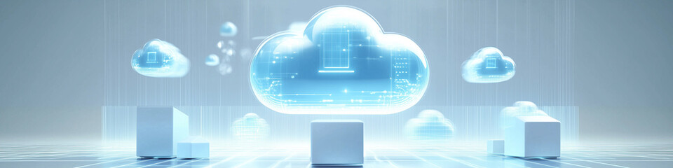 Fototapete - Cloud computing digital information and cyberspace background