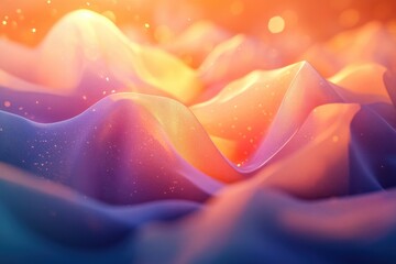Poster - Abstract waves of fabric with vibrant colors and soft textures in a dreamy setting