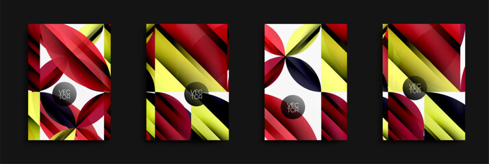 Poster - Abstract geometric designs. Vibrant red, yellow, black gradients create dynamic compositions. Modern vector illustrations for backgrounds or flyers.