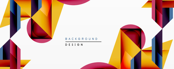 Fototapete - Abstract geometric shapes, vibrant colors, modern design. Clean white space creates balanced composition. Ideal background element.