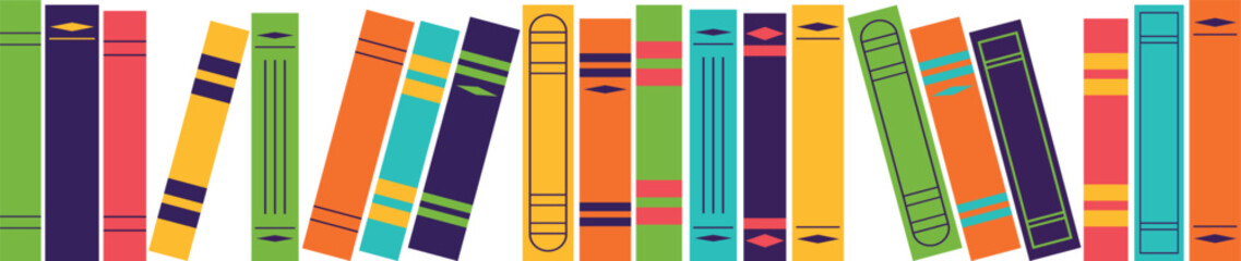 Isolated vector illustration with books standing in a row.