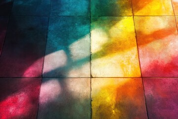 Poster - Vivid colors create a stunning abstract pattern on a concrete surface in daylight