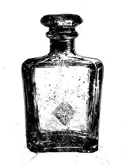 Poster - Detailed Black and White Illustration of a Rectangular Liquor Bottle