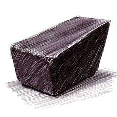 Poster - Detailed Drawing of Dark Brown Rectangular Prism on White Background
