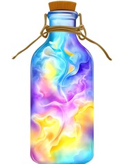 Poster - Vibrant Cosmic Nebula Inside Glass Bottle