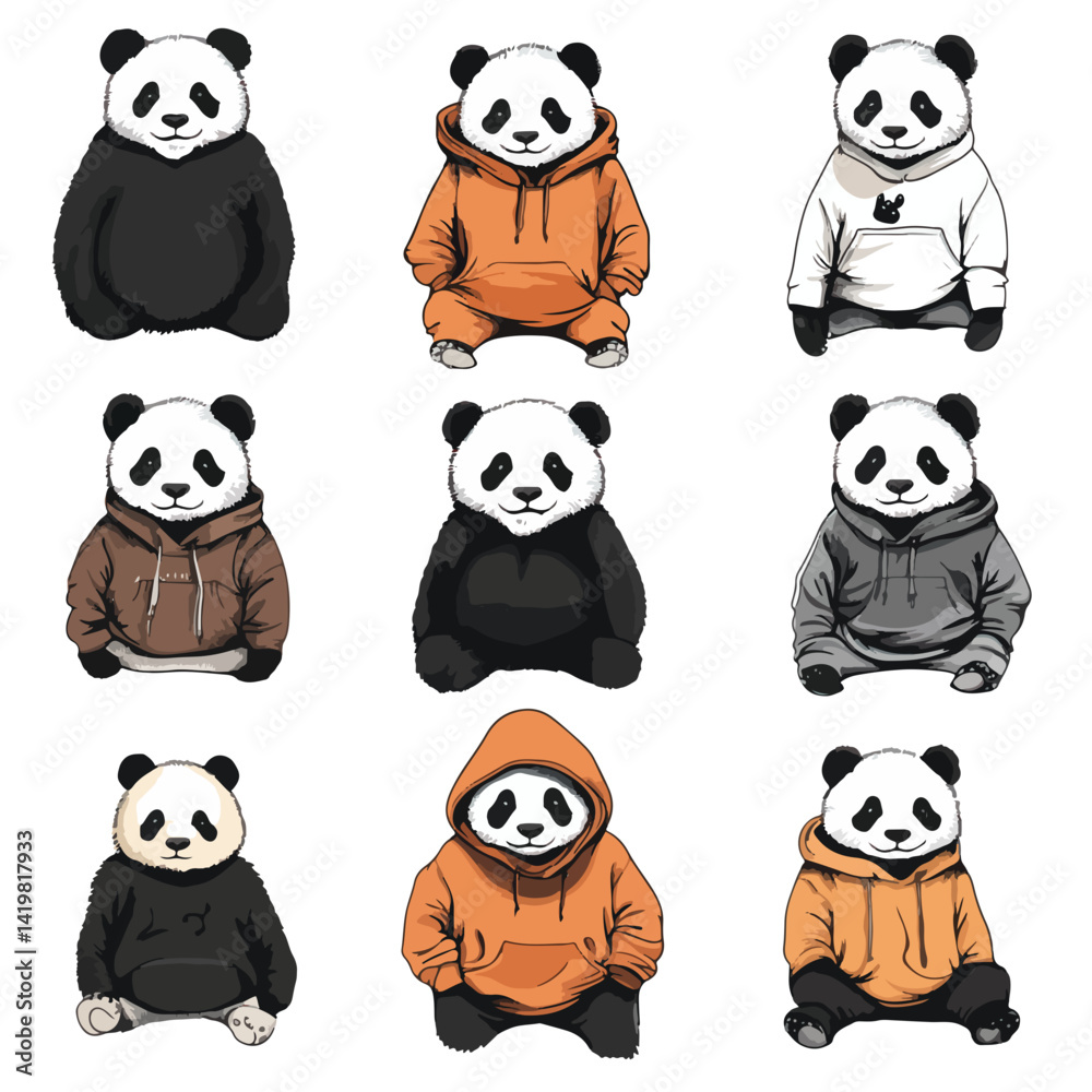 Panda Vector Background panda, animal, vector, transparent background, various types Stock ...