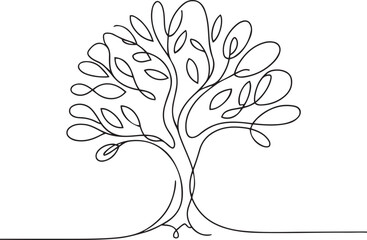 Wall Mural - minimalist tree illustration with graceful curves and continuous line branches forming a whimsical s