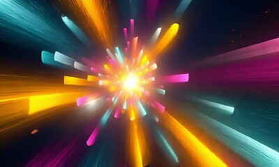 Poster - Radiant rainbow sunburst background with vibrant colors in motion made with Generative AI technology