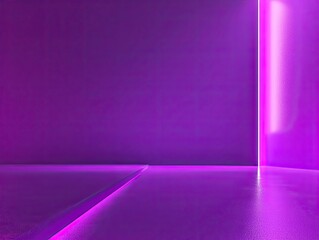 Poster - Purple Room with Neon Light and Reflective Floor