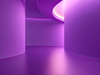 Poster - Abstract Purple Interior Design with Curved Walls and Soft Lighting