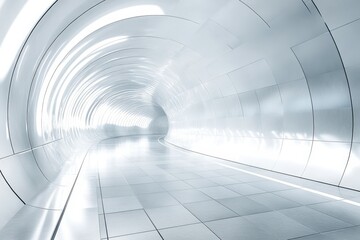 Poster - A futuristic glowing tunnel with sleek curves and smooth surfaces in bright light