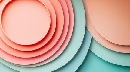 Poster - Soft Abstract Layers of Colorful Paper in Pastel Hues and Gradients