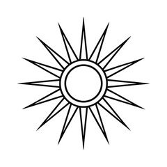 Poster - Black Outline Star With Sharp Edges Shining On White Background Illustration