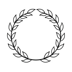 Poster - Circular Laurel Wreath Border Frame Design Element Outline