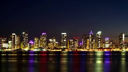Poster - Serene Reflection of Urban Skyline at Dusk Over Water Surface