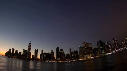 Poster - Stunning Urban Skyline at Twilight with Reflection in Water