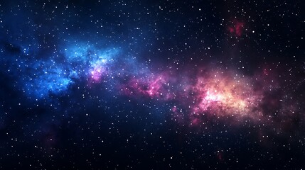 Wall Mural - Colorful Cosmic Galaxy with Pink and Blue Nebula and Clusters of Bright White Stars
