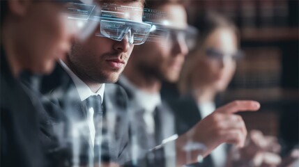 Poster - Professional man with glasses portraying confidence and innovation in corporate law and modern business