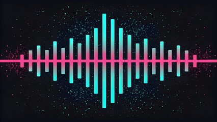 Poster - A vibrant wave of sound pulses through a cosmic dust cloud, a mesmerizing blend of teal and pink hues against a dark background.