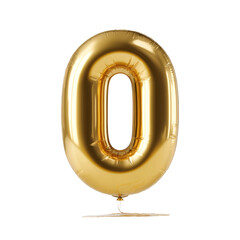Fototapete - 3d golden balloon, zero number