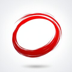 Poster - Abstract red circle painted with brush strokes on white background