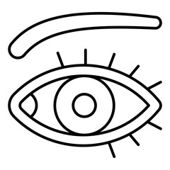 Poster - eye and eyebrow thin line icon, optics and human vision concept. vector graphics. vision sign on whi