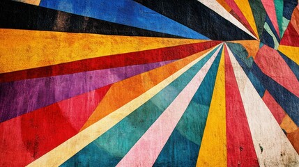 Aufkleber - Abstract design features many colorful radiating geometric shapes