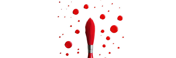 Poster - Red paintbrush dripping red paint with transparent background, perfect for creative projects
